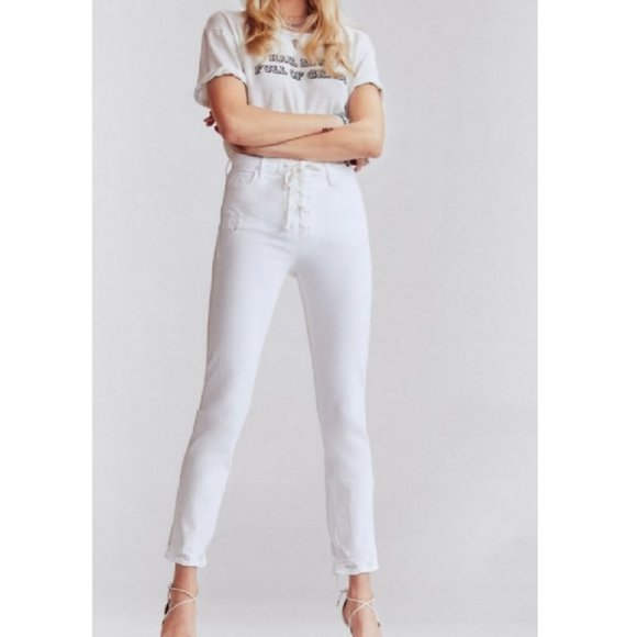 🎁 MOTHER The Lace-Up Ankle Chew High Waist Jeans